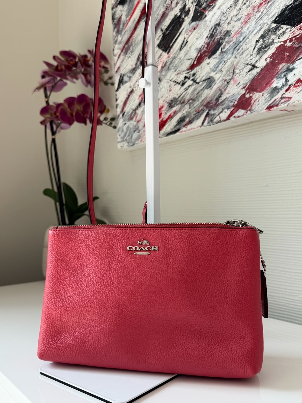 Coach Lyla Double Zip Crossbody in Pebble Leather